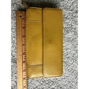 Vintage Fossil Mustard Butter Yellow BiFold Snap w/Zipper Compartment Classic